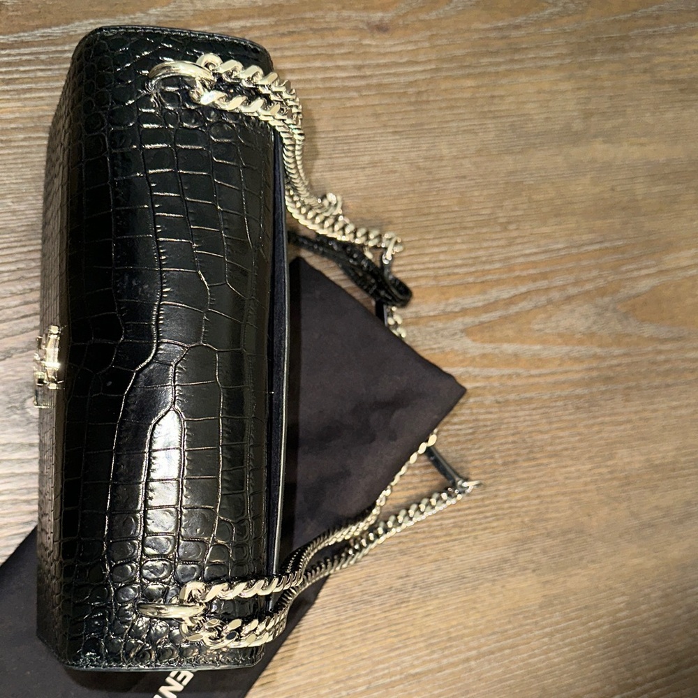 Saint Laurent Black Croc-Embossed sunset medium bag . - Picture 13 of 13